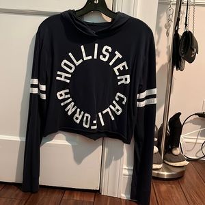 Hollister Navy Blue Crop Top Hoodie